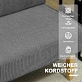 Miniatyrbillede 5 af 10: 2-personers sofa, sofa i fløjlsmønster, træben, polstret sofa, dobbeltsofa til soveværelse, stue, 110 x 62 x 85 cm, grå