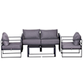 Miniatyrbillede 1 af 9: 4-Delt Havemøbelsæt, Siddegruppe, Sofa Med Sædehynder, Bord Med Opbevaringsplads, Polyester, Grå, 138 X 69 X 63 Cm