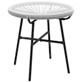 Pikkukuva 1 / 10: Rattan Sivupöytä, Bistropöytä, Sohvapöytä Lasitasolla, Pyöreä, Terassille, Parvekkeelle, Musta + Harmaa, 50X50X50Cm