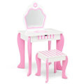 Miniatyrbillede 3 af 5: Toiletbord & skammel sæt til børn med spejl og skuffe 49 x 34 x 86,5 cm pink