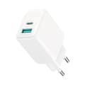 snabbladdare USB & USB-C, PD & Q.C3.0, 3,5A, 20W - Vit