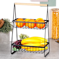 Miniatyrbillede 2 af 8: Frugtkurv metal sort 2-lags