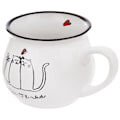 Miniatyrbild 3 av 4: Kopp med kattmotiv i keramik, 300 ml, vit färg