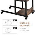 Miniatyrbillede 8 af 10: Sidebord med hjul Højdejusterbart sofabord, 2 hylder, metal, sort, 80x40x72-82 cm