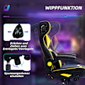 Miniatyrbillede 7 af 10: Gamingstol med vippe- og benfunktion, ergonomisk computerstol, højdejusterbar, drejelig skrivebordsstol med højttaler, bæreevne op til 120 kg, sort +