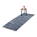 Miniatyrbillede 1 af 7: Klude tæppe læder & bomuld stribet