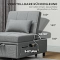Miniatyrbild 6 av 10: 3-i-1 bäddsoffa med sängfunktion, utdragbar bäddsoffa, sovstol med sidficka, justerbart ryggstöd, lastkapacitet upp till 150 kg, för vardagsrum, sovru