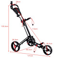 Miniatyrbillede 3 af 5: 3-hjulet golfvogn golfvogn golf foldbar enkel push and pull vogn sort