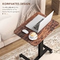 Miniatyrbild 7 av 10: Höjdjusterbart laptopbord, med 4 hjul, 2 bromsar, 65 cm x 48 cm x 108 cm, med vev, broms, spånskiva, rustikbrun