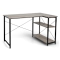 Miniatyrbillede 1 af 5: L-formet skrivebord hjørne computerbord med opbevaringsrum kontorbord 120 x 88 x 74,5 cm grå