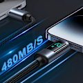 Pikkukuva 4 / 9: Kaapeli iPhonelle LED Lightning -näytöllä - USB-A 2.4A 1.2m musta