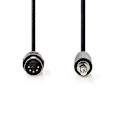 Pikkukuva 2 / 2: DIN Audiokaapeli | DIN 5-Pin uros | 3.5 mm uros | Niklattu | 2.00 m | Pyöreä | PVC | Musta | Label