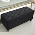 Miniatyrbillede 9 af 10: Bænk polstret bænk med opbevaringsplads brystbænk entre soveværelse stue linnedlignende polyester gummi træ sort 100 x 40 x 44 cm