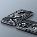 Miniatyrbillede 6 af 9: Taske til iPhone 14 Pro, pansret cover med stativ og ringholder, sort