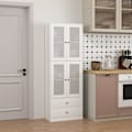 Pikkukuva 10 / 10: Keittiökaappi, korkea kaappi laatikolla, säädettävät hyllyt, keittiön buffet 2 kaappiosastolla olohuoneeseen, ruokailutilaan, 59 x 30 x 170 cm, valkoi