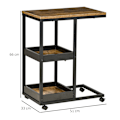 Miniatyrbillede 4 af 10: Sidebord Sofabord med Hjul Hylde Industriel stil Sofabord til Stue Soveværelse Mørkebrun 51 x 33 x 66 cm