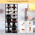 Miniatyrbillede 2 af 5: Højdejusterbar 8-lags skoholder af træ, skohylde, fritstående hjørnehylde, brun