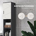 Miniatyrbillede 7 af 10: Smalt badeværelsesskab, højt toiletskab med justerbar hylde og 2 åbne rum, badeværelsesskab til små rum badeværelse, stue 30 x 30 x 183 cm grå |