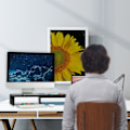 Miniatyrbild 5 av 9: Svart bildskärmsstativ för 2 bildskärmar