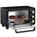 Miniatyrbillede 1 af 10: Miniovn 16 L 1400W Miniovn 100-230? 60 min. timer, med grillrist og bageplade, pizzaovn med bakkegreb, krummebakke sort