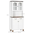 Pikkukuva 4 / 10: Keittiön Kaappi, Keittiön Buffet 2 Laatikolla, Korkea Kaappi Avolokerolla, Vitriinikaappi Pehmeällä Sulkemistoiminnolla 76 X 38 X 182 Cm, Valkoinen