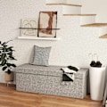 Miniatyrbillede 9 af 10: Bænk med opbevaringsplads, foldbar polstret bænk med separate beholdere, sengebænk med linnedlook, sædekiste til entre, soveværelse, stue, 110 x 38 x