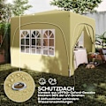 Miniatyrbillede 7 af 10: Lysthus 3x3m, vandafvisende, stabilt, vintertæt pop-up foldepavillon, UV-beskyttelse 50+, sammenfoldeligt partytelt, havetelt med 4 sidepaneler, lomme