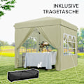 Miniatyrbillede 8 af 10: Lysthus ca. 2,5 x 2,5 m, vandafvisende, stabilt, vintertæt pop-up foldepavillon, UV-beskyttelse 50+, sammenfoldeligt partytelt, havetelt med 4 sidepan