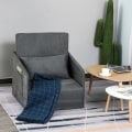 Miniatyrbillede 8 af 10: Sovesofa 70X76X77Cm Sovesofa, Enkelt Sofa Med Vaskbart Betræk, 2 Sidelommer, Hynder, Metal, Grå