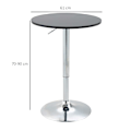 Miniatyrbillede 4 af 10: Round Bar Bord Højde Justerbart Roterende Bord Stål Sort Ø61X70-97Cm