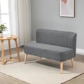 Pikkukuva 2 / 10: 2-Istuttava Kangassohva Verhoiltu Sohva Istuin Lounge Sohva Puuvaahto Vaaleanharmaa 117 X 56,5 X 77 Cm