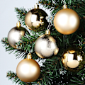 Miniatyrbillede 2 af 6: Sprængsikre julekugler guld 6 cm 9 stk.