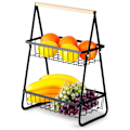Miniatyrbillede 1 af 8: Frugtkurv metal sort 2-lags