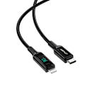 Pikkukuva 2 / 6: Punottu kaapeli LED-näytöllä iPhone MFI USB-C:lle - Lightning 1,2m 30W 3A musta