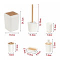 Miniatyrbillede 4 af 5: Herzberg HG-04463: 6 stykker bambus badeværelsessæt - mat creme