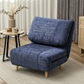 Miniatyrbillede 2 af 10: 2-i-1 sovesofa, stoleseng, justerbar foldemadras, gæsteseng i fløjlsbukslook, til soveværelse, stue, blå, 82 x 89 x 83 cm Aosom