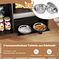 Miniatyrbild 5 av 5: Foderskåp för husdjur med 2 skålar i rostfritt stål Utdragbar och höjdjusterbar foderstation Brun