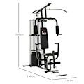 Miniatyrbillede 4 af 10: Gym Multigym Fitnessstation Multigym Med Vægte, Lat Pull-Down & Leg Curl, Metal & Pu Syntetisk Læder, Sort