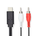 Miniatyrbild 1 av 2: USB-C™ Adapter | USB 3.2 Gen 1 | USB-C™ Hane | 2x RCA Hane | 1.00 m | Rund | Nickelplaterad | PVC | Svart | Label