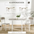 Miniatyrbillede 6 af 10: 3-Delt Siddegruppe Spisegruppe Med 2 Stole Og 1 Bord Spisebordssæt Og Klapbordplade Stål Mdf Natur + Hvid 120 X 60 X 75 Cm