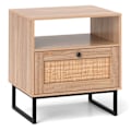 Miniatyrbillede 1 af 5: Natbord i rattan i middelalderstil med skuffe og åbent sidebord med accentbord