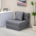 Miniatyrbillede 2 af 7: Klapsovestol, Sovesofa, 2-I-1 Klapstol Med Sengefunktion, Afslapningsstol Med Puder, Gæsteseng, Bæreevne Op Til 100 Kg, Mørkegrå