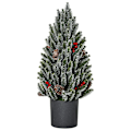 Miniatyrbild 1 av 10: Konstgjord Julgransbord Julgran 170 Grenar Snötäckt Design Med Plastbas Bär Kottar Pe Pvc Ø27 X 47 Cm