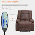 Miniatyrbillede 5 af 10: Massagestol, Tv-Stol, Elektrisk Afslapningsstol Med Massagefunktion, Kunstlæder, Træ, Stål, Skum, Brun, 94 X 99 X 99 Cm