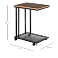 Miniatyrbillede 4 af 10: Sidebord C-Formet Rullevogn, Serveringsvogn, Sidebord, Træ + Metal, Sort + Valnød, 51X36X65 Cm