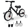 Miniatyrbillede 1 af 10: Børnecykelbalancecykel med træningshjul, pedaler, sædehøjdejusterbar, til 2-5 år, PP, sort