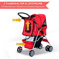 Miniatyrbillede 6 af 10: Dog Buggy Hundevogn I Rød, Hundevogn Buggy Stroller Jogger Trailer, Let Og Foldbar