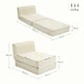 Miniatyrbillede 4 af 10: Gulvsofa 2-i-1 sammenfoldelig sovesofa med fløjls-look, polstret sovesofa kan holde op til 240 kg til stue, soveværelse, cremehvid