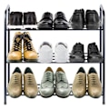 Miniatyrbillede 4 af 11: Skohylde metal sort 3-plan 63x28x60 cm