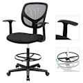 Miniatyrbillede 4 af 7: Ergonomisk justerbar kontorstol med fodstøtte, sort mesh